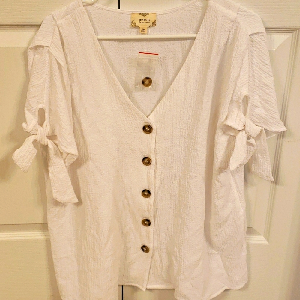 Perch by blue paper 1XL white blouse